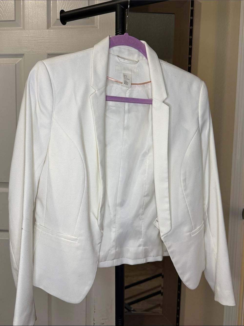 H&M White Women's Tailored Open-Front Blazer